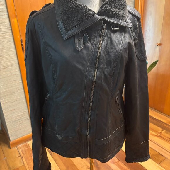 Harley Davidson Distressed Leather Riding Jacket Wms Large - Picture 2 of 7